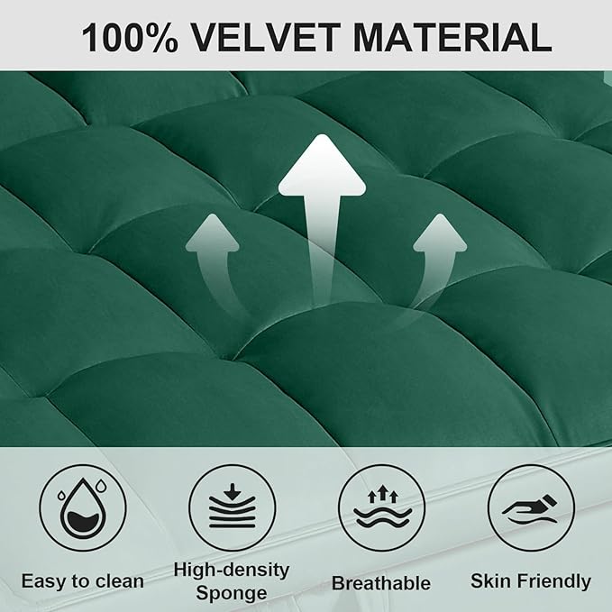 3 in1 Sofa Bed, Pull-Out Sleeper Sofa Bed with 3-Level Adjustable Backrest, Velvet Fabric Convertible Love Seat Sleepers Beds for Living Room & Bedroom & Apartment, Green