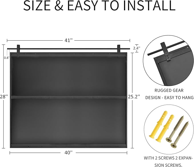 40x28 Inch Rectangle Bathroom Vanity Mirror for Wall Mounted Over Sink Farmhouse Rustic Matte Black Frame Barn Door Mirrors Foyer Entryway Decor