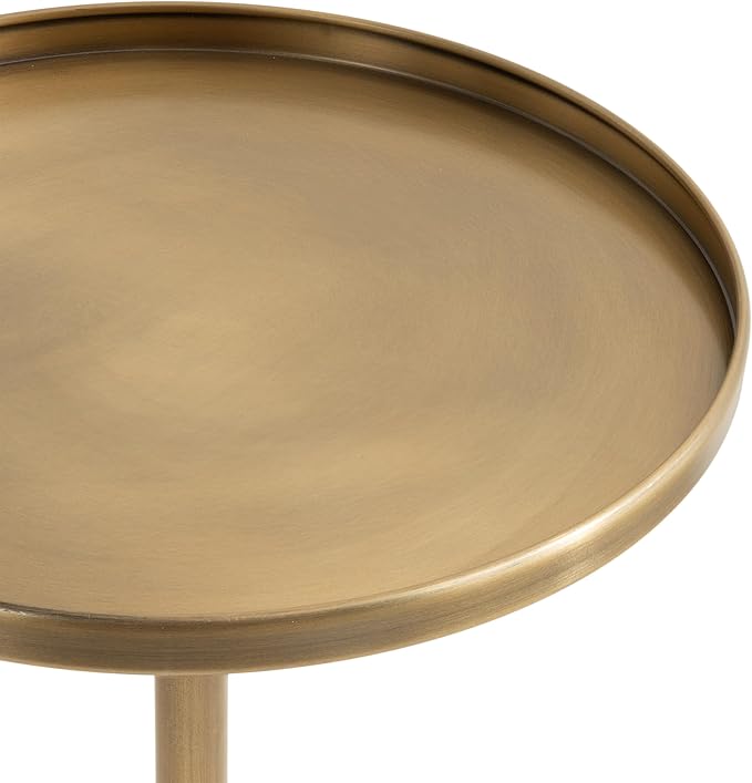 Kate and Laurel Tira Elegant Round Side Table, 14 x 24, Brass and Black, Modern Glam Circle End Table for Use as Bedroom Nightstand or Living Room Table Option