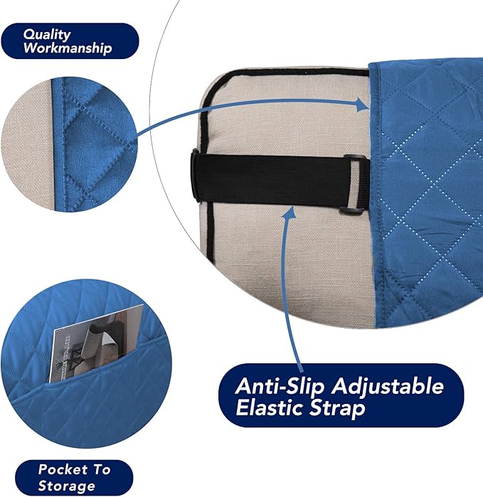 PureFit Reversible Sofa Couch Cover Water Resistant Couch Covers for 3 Cushion, Washable Furniture Cover with Non-Slip Foam and Adjustable Strap for Dogs, Pets (Sofa, Blue/Ivory)