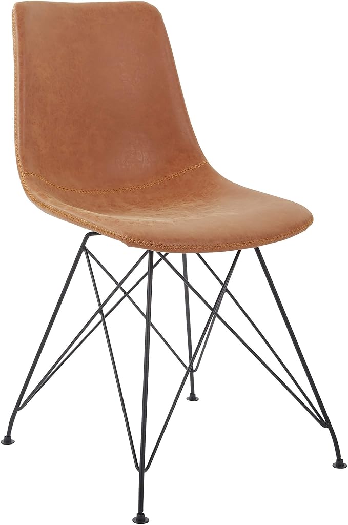 OSP Home Furnishings Trenton Modern Dining Chairs, Set of 2, Sand Faux Leather