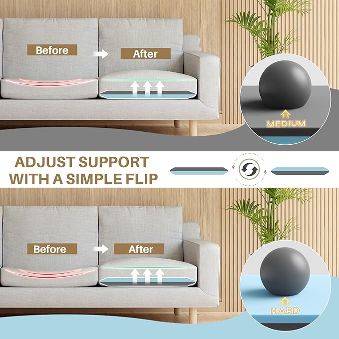 Couch Cushion Support for Sagging Cushions 20''x20'', Two in One Sofa Cushion Support to Repair Sagging Seats, Lift Saggy Seats, Extend Couch's Life, Blue & Grey 3PCS