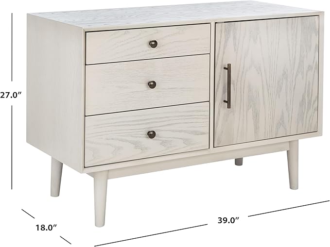 SAFAVIEH Couture Collection Elissa Mid-Century White Wash Small Entertainment Media Stand (Fits up to a 45" Flatscreen TV)