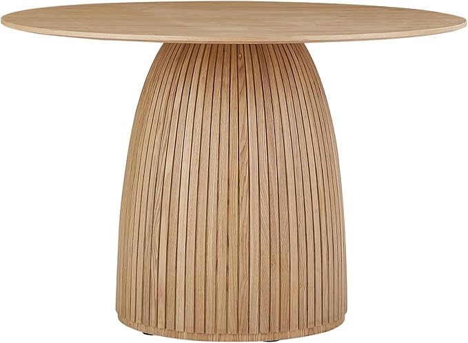 Wooden Kitchen Round Dining Table for 4-6, Round Kitchen Table with Circular Tabletop with Wood Pedestal Base, Rustic Farmhouse Furniture