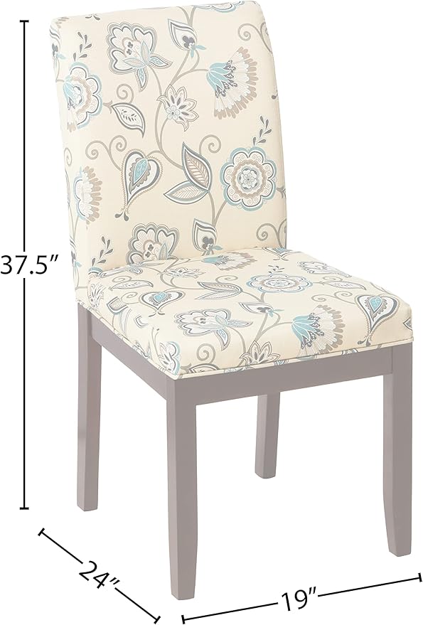 OSP Home Furnishings Dakota Upholstered Parsons Chair with Espresso Finish Wood Legs, Avignon Sky