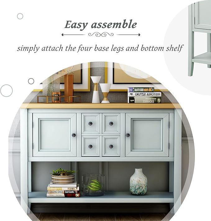 Merax Modern Wood Buffet Sideboard with Drawers and Bottom Shelf Console Table for Living Room Dinning Room Kitchen (Lime White)