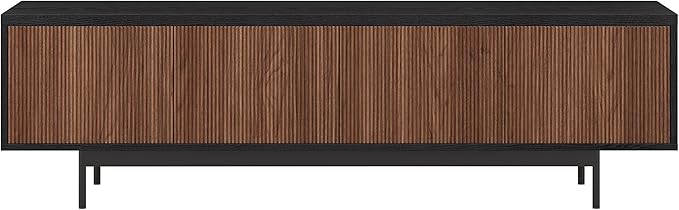 Henn&Hart Rectangular TV Stand for TV's up to 75" in Natural Black/Medium Walnut, for Home, Living Room, Bedroom, Entertainment Room, Office
