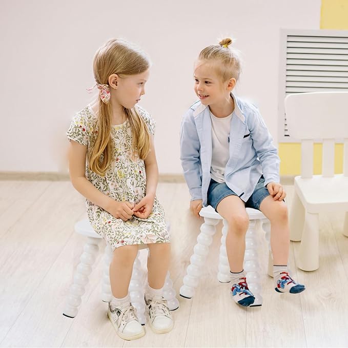 Solid Wooden Step Stool for Adults, 10 inch Stool for Kids Perfect Matched Sensory Table, Sturdy and Versatile Short Foot Stool for Bathroom, Kitchen, Bedroom, Plant Stand Natural (1, White)