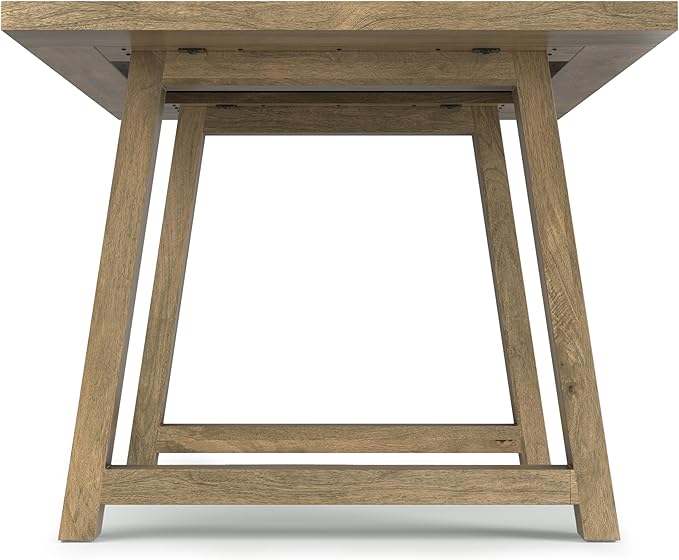 SIMPLIHOME Whitley Dining Table - 72 inch Wide Solid Mango Rectangular Kitchen Table with Trestle Base in Grey Wash, Modern Farmhouse Style for Dining Room or Family Room, Seats 6