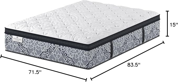 Kingsdown Firm Euro Pillow Top Hybrid California King Mattress Cooling Gel Memory Foam Layer Multi-Layered Motion Isolation Cool Sleep Quilted Top Luxury Mattresses, 15-inch, Passions Engleson