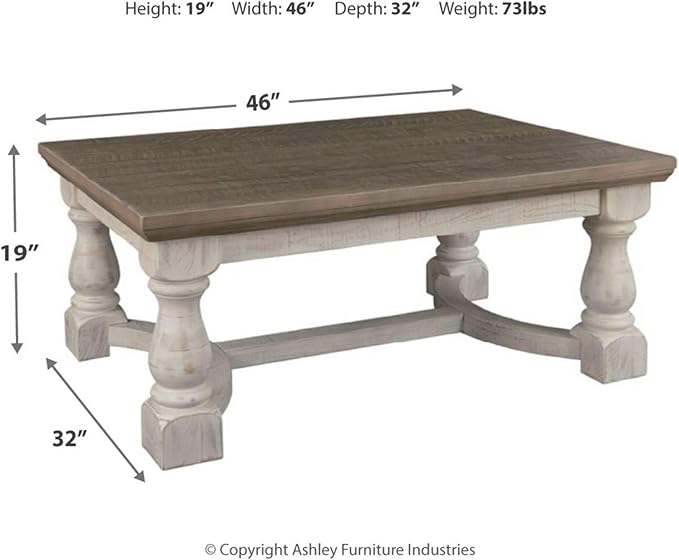 Signature Design by Ashley Havalance Farmhouse Rectangular Coffee Table, Gray & White with Weathered Finish