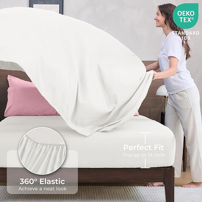 HEVUMYI Twin Comforter Set - 5-Piece All Season Bed in a Bag Twin, Ultra Soft Bedding Set with Comforter, Flat Sheet, Fitted Sheet, Pillowcases, Pillow Shams, Pink & Ivory