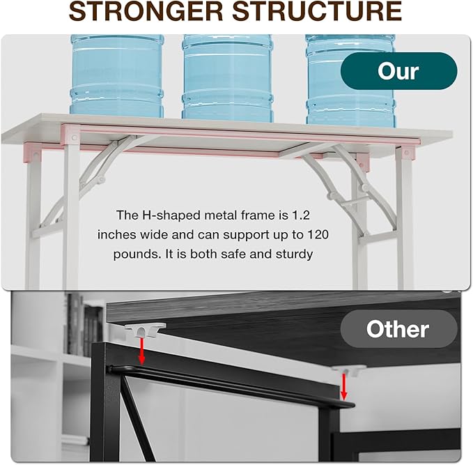 TEMI Small Computer Desk Folding Table - No Assembly, Compact 43.3" Foldable Desk with Power Outlets & USB Charging Port, Portable Small Office Desk, Ideal Mini Study Table for Narrow Spaces,White Ash