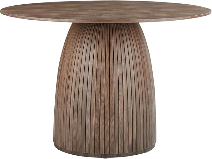 Wooden Kitchen Round Dining Table for 4-6, Round Kitchen Table with Circular Tabletop with Wood Pedestal Base, Rustic Farmhouse Furniture