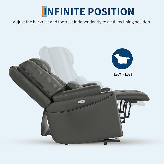 IDEALHOUSE Electric Power Lift Recliner Chair Sofa, Power Lift Chair for Elderly, 3 Positions, Side Pockets, and Cup Holders, USB Ports, Recliner Chair with Remote for Living Room, Grey