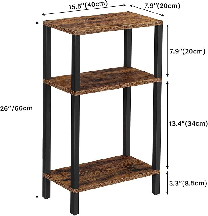 TUTOTAK Small Side Table, Narrow End Table, Skinny Sofa Table, Slim Nightstand, Couch Table, Living Room, Bed Room, Brown TB01BB077