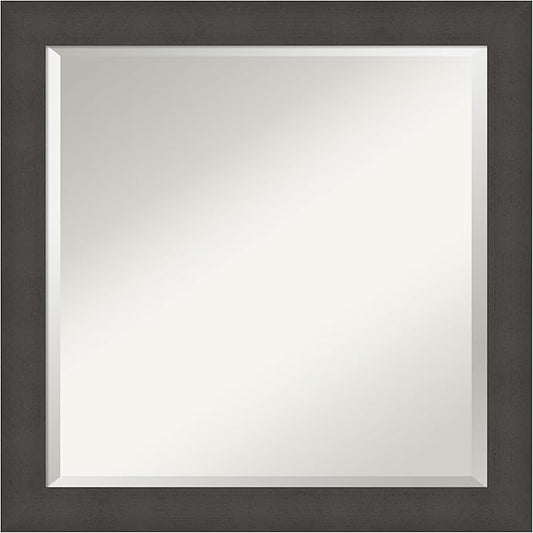 Amanti Art Silver Bathroom Mirror for Over Sink, 24x24 Blaine Light Pewter Narrow Square Vanity Mirror, Medium Modern Contemporary Frame, Hangs Horizonally and Vertically, Bathroom Wall Decor, Beveled