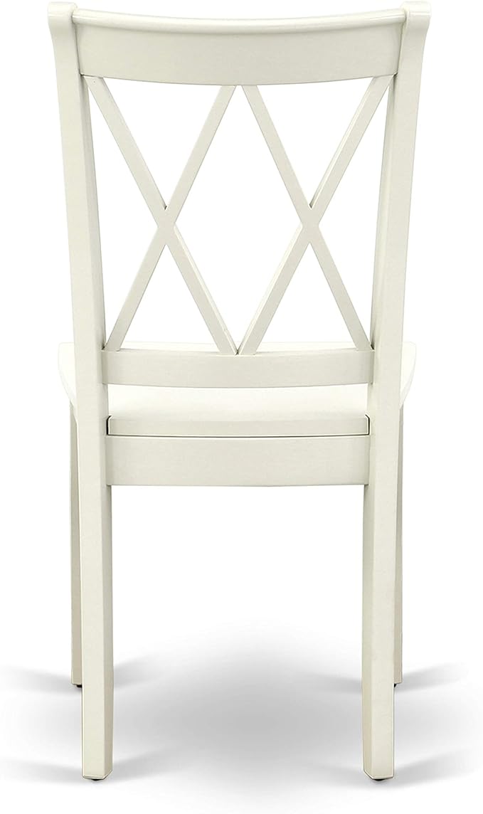 East West Furniture DOCL9-LWH-W 9 Piece Dining Table Set Includes a Rectangle Dinner Table with Butterfly Leaf and 8 Dining Room Chairs, 42x78 Inch, Linen White