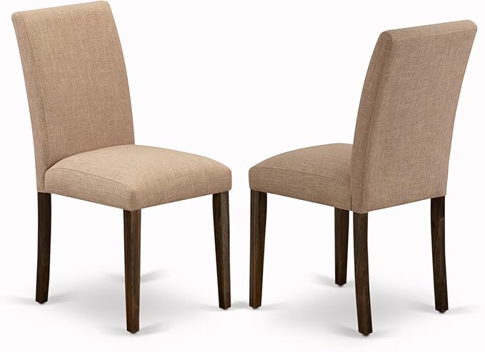 East West Furniture V797AB747-5 5 Piece Modern Dining Table Set Includes a Rectangle Wooden Table with V-Legs and 4 Light Sable Linen Fabric Parsons Dining Chairs, 40x72 Inch, Multi-Color