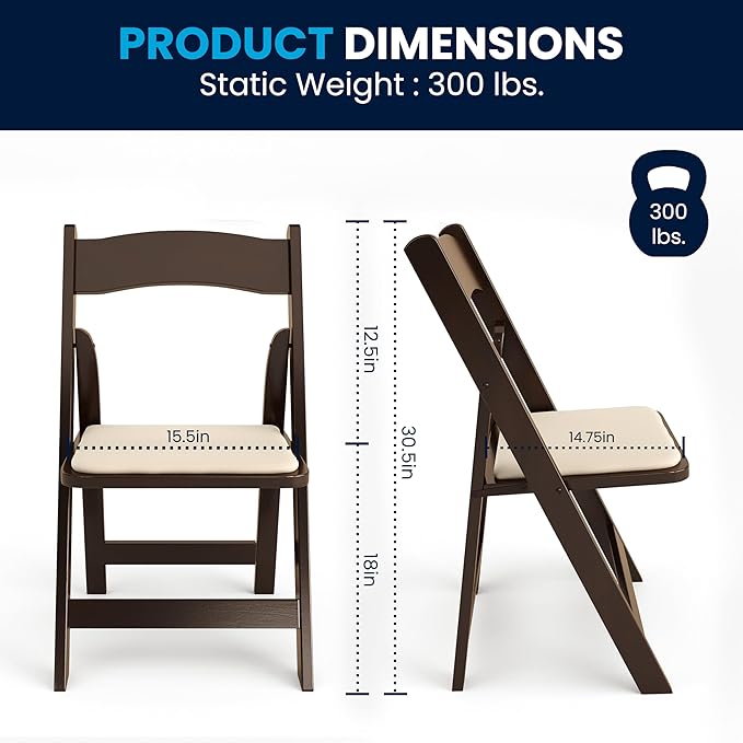 Flash Furniture 2 Pack HERCULES Series Fruitwood Wood Folding Chair with Vinyl Padded Seat
