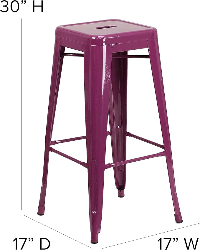 Flash Furniture Commercial Grade 30" High Backless Purple Indoor-Outdoor Barstool