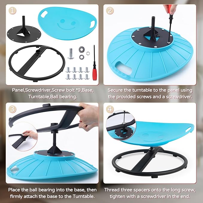 Spinning Chair for Autistic Kids with Handles, Sensory Spinning Chair for Kids, Training Body Coordination and Balance, Sit and Spin, Toys for Autism Toddlers and ADHD Children, Blue