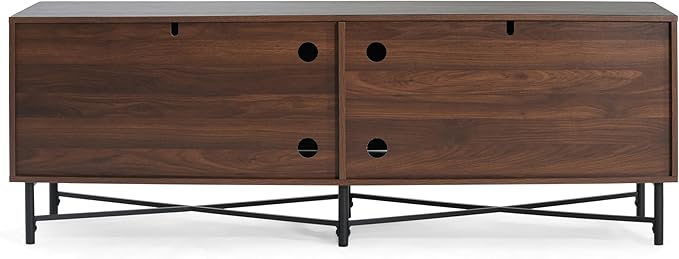 Christopher Knight Home Saral Modern 66 Inch TV Stand for TV up to 70 inch, TV Entertainment Center with Storage Adjustable Shelf, Wooden TV Console Table with Storage for Living Room, Chestnut Brown