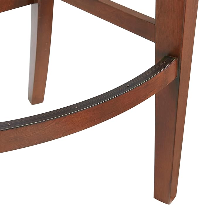 Alaterre Furniture Napa Bar Height Swivel Stool with Back – Faux Leather Upholstered Seat Barstool with Memory Return, Turned Wood Legs, Lattice Back Design, and Metal Kick Plate for Kitchen Islands