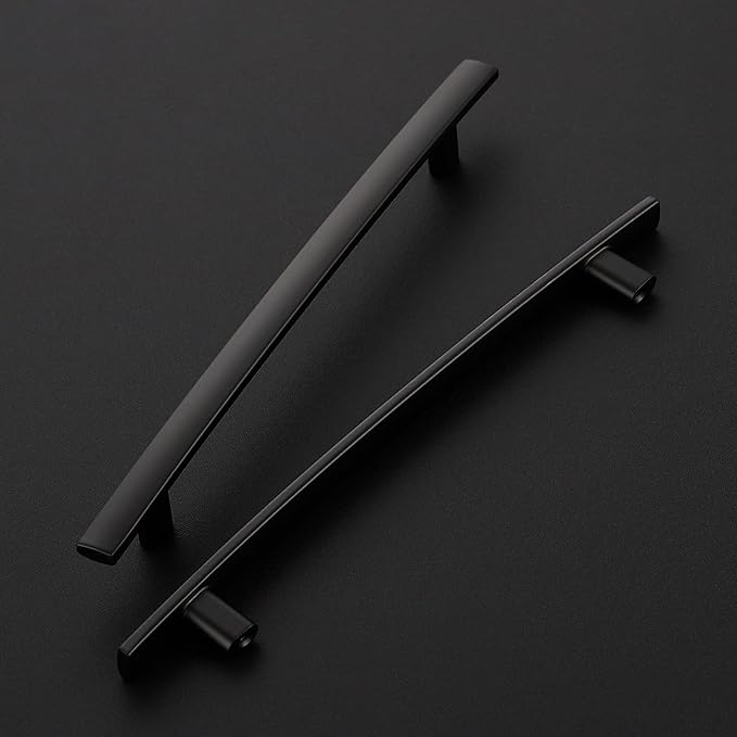 5 Pack Cabinet Handles 6.25" Hole Center - Curved Cabinet Pulls Black Drawer Pulls for Kitchen Cupboard Solid Hardware for Dresser Drawer Arch Hardware