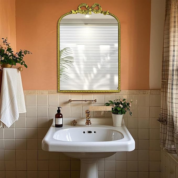 Baroque Decorative Mirror, European-Style Retro Gold Style Baroque Wall Hanging European-Style Makeup Mirror, Bathroom Mirror, Palace,Can be Used for Decoration
