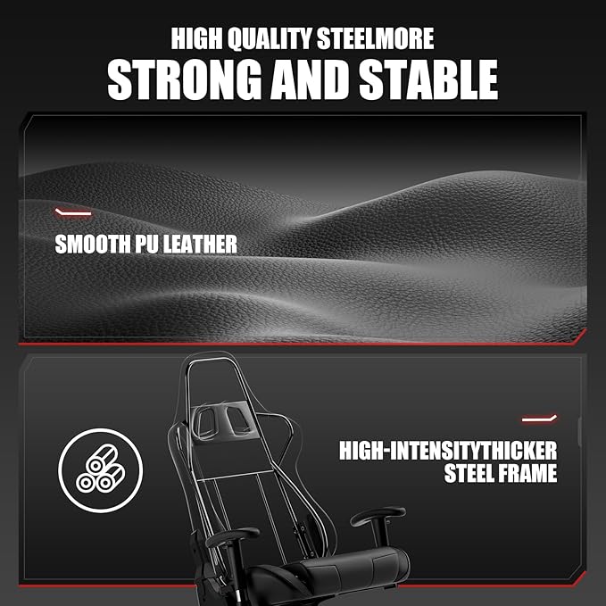 GTRACING Gaming Chair Racing Office Computer Ergonomic Video Game Chair Backrest and Seat Height Adjustable Swivel Recliner with Headrest and Lumbar Pillow Esports Chair (Dark Black)