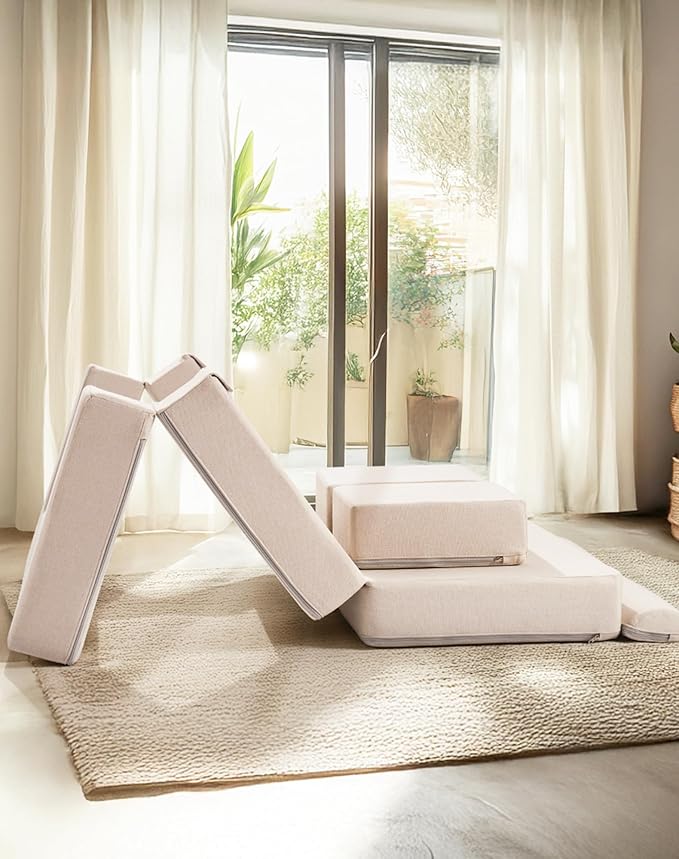 ROBUD Kids Couch, Beige Modular Kids Play Couch, DIY-Style & Washable Toddler Sofa for Playroom, Bedroom, Nursery, WG411