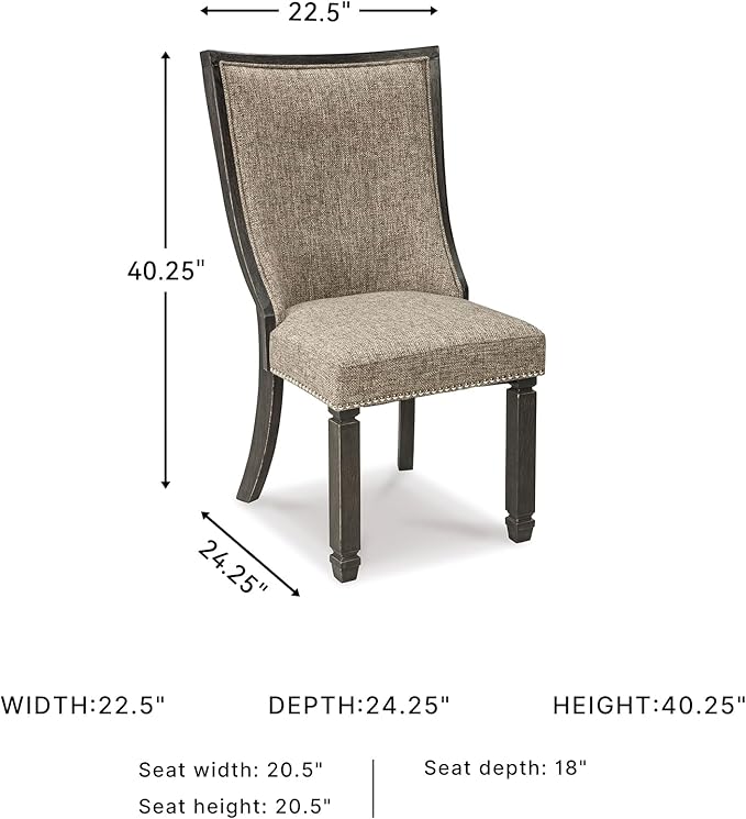 Signature Design by Ashley Tyler Creek Urban Farmhouse Upholstered Dining Chair, 2 Count, Almost Black