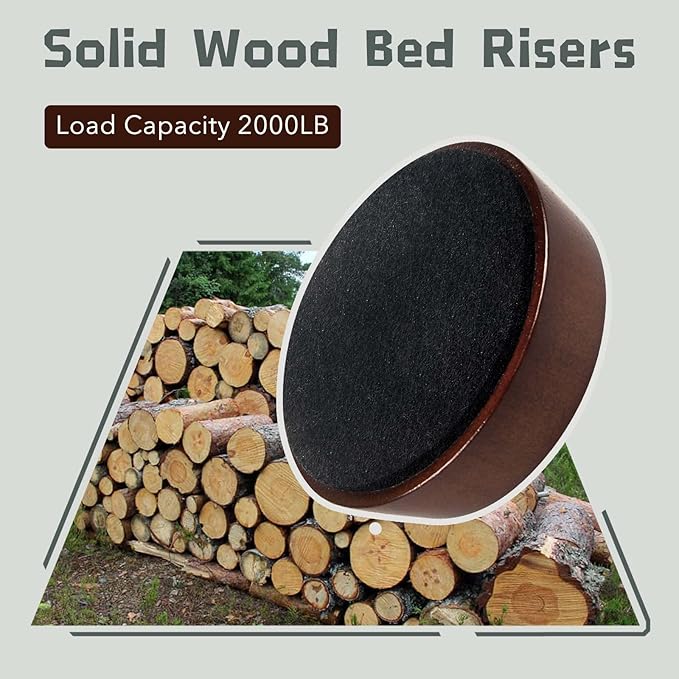 Bed Risers Wood Blocks - 1 Inch Circle Furniture Height Extenders Lifts for Sofa Couch Desk Chair Table Base Raising Space, Convenient Store and Cleaning, Pack of 4