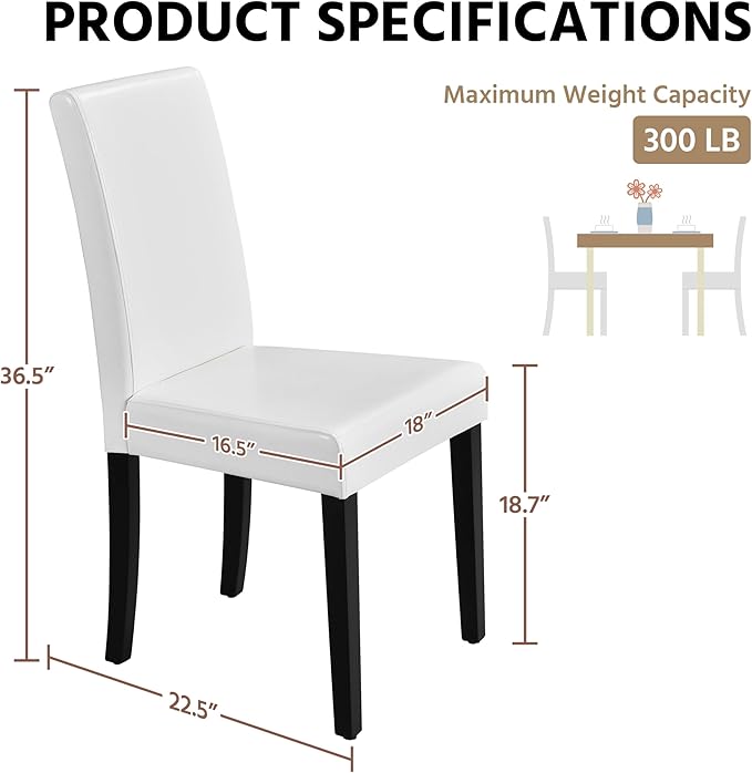 Yaheetech Dining Chairs Set of 6 Faux Leather Modern Dining Room Chairs with Rubberwood Legs and Padded Seat for Kitchen/Living Room/Restaurant, White