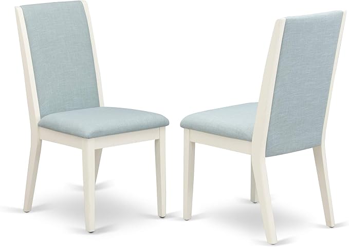 East West Furniture X077LA015-7 7 Piece Dining Room Table Set Consist of a Rectangle Kitchen Table with X-Legs and 6 Baby Blue Linen Fabric Parson Dining Chairs, 40x72 Inch, Multi-Color