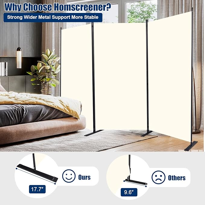 Room Divider 6FT Portable Room Dividers and Folding Privacy Screens, 102'' W Fabric Divider for Room Separation, 3 Panel Partition Room Dividers Freestanding Wall Divider Screen for Dorm Studio Office