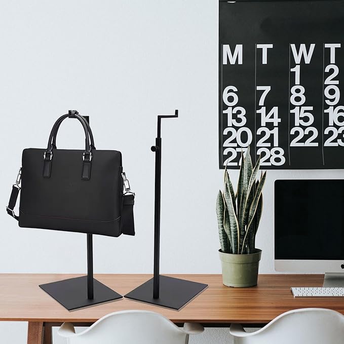 Purse Display Stand - 2 Pack Solid Black Bag Display Rack Stands, Counter Adjustable Height Stainless Steel Purse Handbag Holder Display Stand