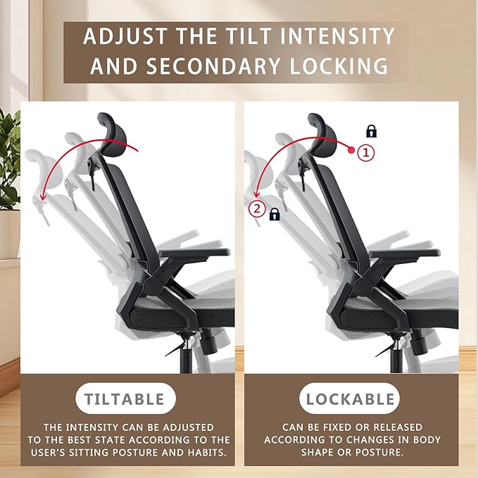 Ergonomic Swivel Task Chair High Back Home Desk Chair Computer Office Chair Mesh Rolling Work Chairs with Headrest and Lumbar Support Black