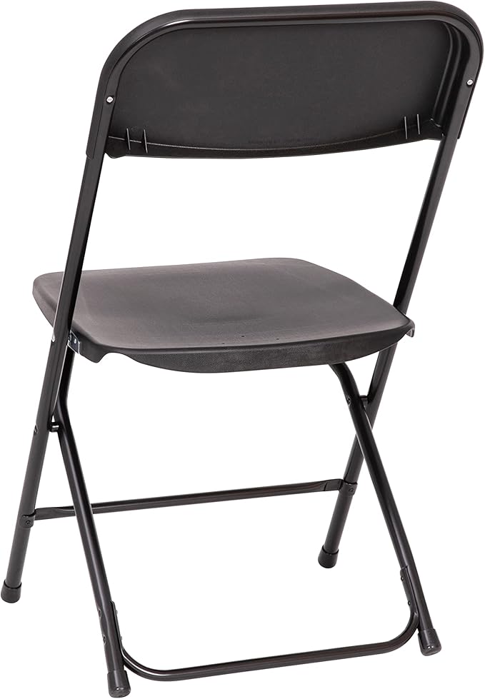Flash Furniture Hercules Series Big & Tall Stackable Plastic Folding Chairs, Extra Wide Commercial Event Seats, Set of 4, Black