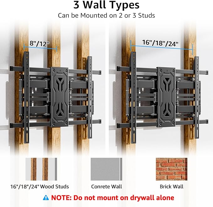 MOUNTUP Heavy Duty Full Motion TV Wall Mount for 50-110 inch Large TVs, Holds 250 lbs, 1.65" Slim TV Bracket with Extension, Swivel & Tilt, Preassembled, Max VESA 800x600mm, Fits 12-24" Studs, MU0096