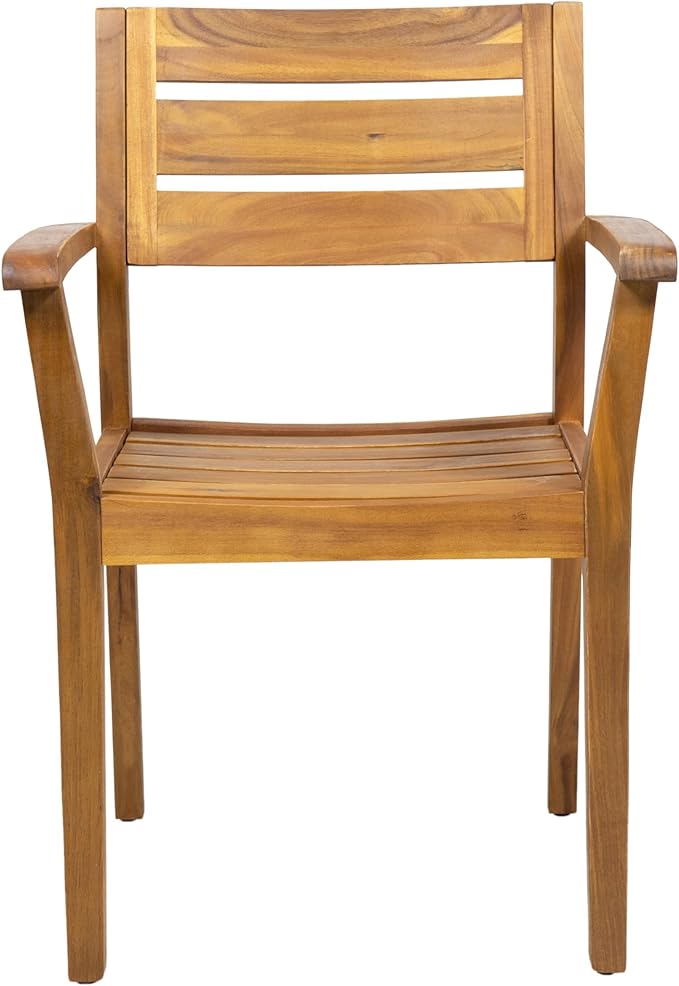 Merax Acacia Wood Dining Chairs Set of 2,Stamford Outdoor Acacia Wood Dining Chairs for Kitchen, Living Room,Outdoor,Teak