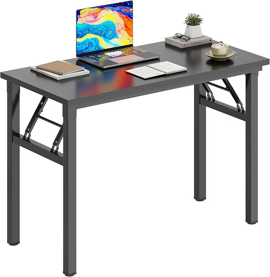 DlandHome 31.5 inches Small Computer Desk for Home Office Folding Table Writing Table for Small Spaces Study Table Laptop Desk No Assembly Required Black DND-AC5CB-8040