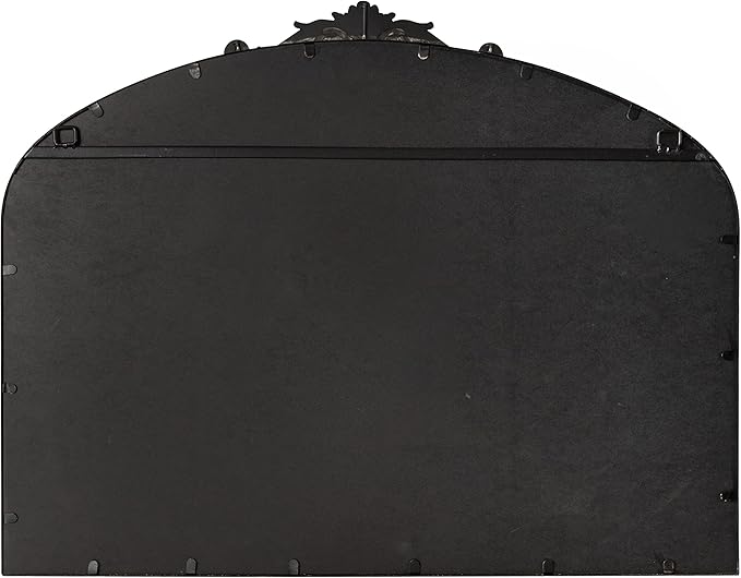Kate and Laurel Arendahl Ornate Traditional Arched Mirror; 36 x 29; Black; Decorative Baroque Style Arched Wall Mirror with Wide Frame and Ornamental Crown