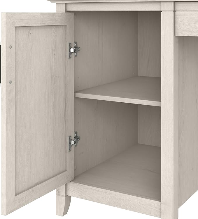 Bush Furniture Key West Computer Desk with Storage, Farmhouse PC Table for Home Office in Linen White Oak, 54W x 24D