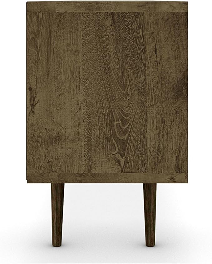 Manhattan Comfort Liberty Mid Century Modern TV Stand for Televisions up to 65 Inches, Bedroom and Living Room Entertainment Center with Storage, Shelves, and Cabinet, 71" Wide, Rustic Brown/Aqua
