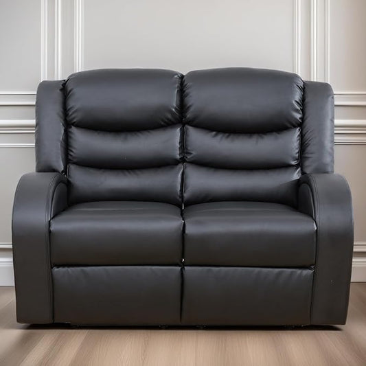 Loveseat Recliner Sofa, Reclining Loveseat Leather Couch Upholstered, Modern Comfy Home Theater Seating Power Recliner Chair for Living Room Furniture Sets, Black