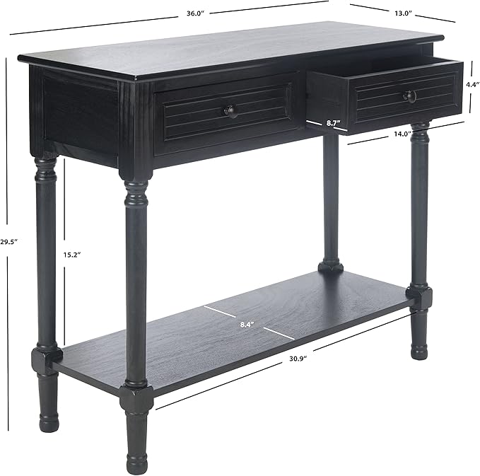 SAFAVIEH Home Collection Tate Black 2-Drawer Bottom Shelf Console Table CNS5720B