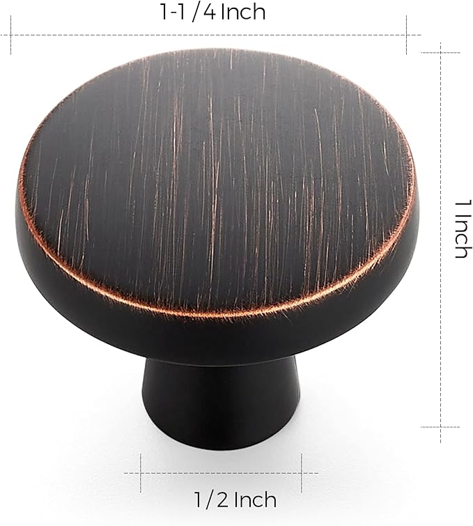 Ravinte 15 Pack Drawer Pulls 1-1/4 Inch Kitchen Cabinet Knobs Solid Round Dresser Drawer Knobs Oil-Rubbed Bronze Dresser Knobs Drawer Knobs Simple Cabinet Hardware for Cupboard Drawer Pulls