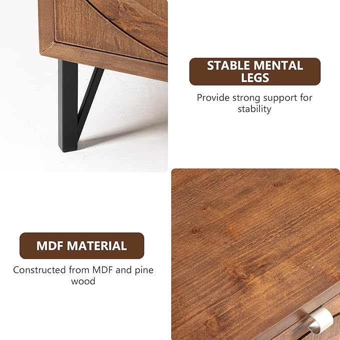 COSIEST Nightstand, Rustic End Table with 3 Drawers, Vintage Wood Bedside Table with Strudy Legs, Modern Side Table Accent Nightstand for Bedroom, Living Room